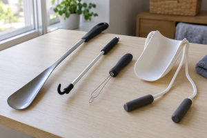 Compact long handled shoehorn for seniors