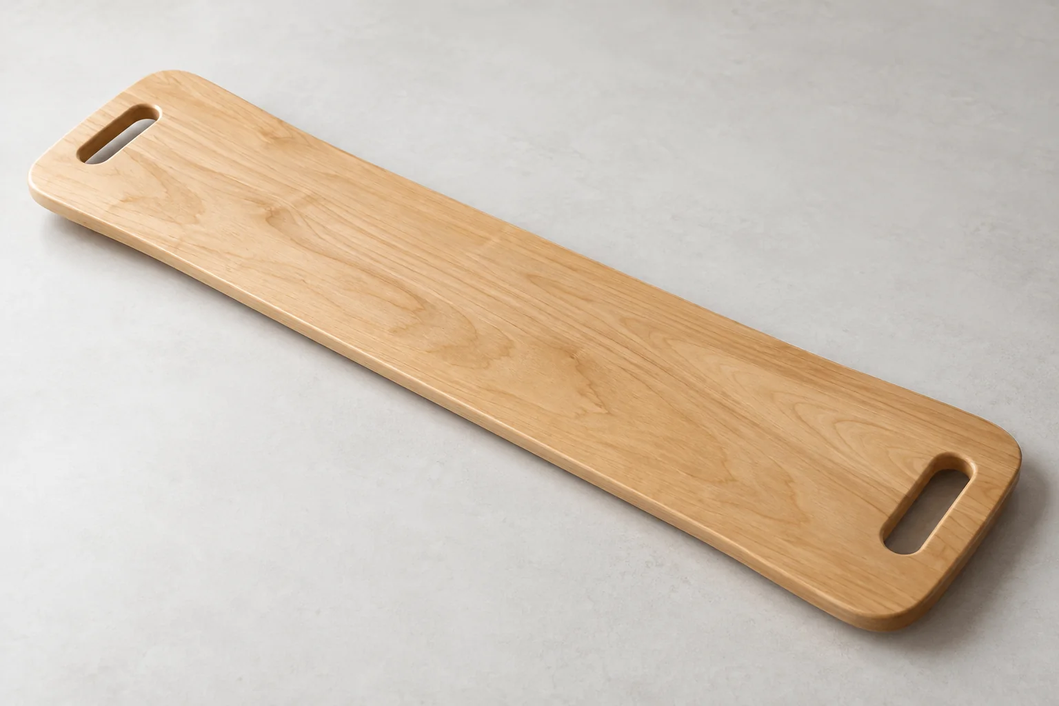 Wooden mobility transfer board with two oval cut-out handles